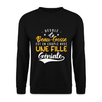Ce beau gosse est en couple avec une fille géniale - Sweat-shirt Unisexe - noir - Devant - Alina (178cm) & Michal (187cm)