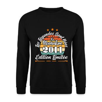 Les Légendes Sont Nées En Novembre 2011 - Sweat-shirt Unisexe - noir - Devant - Alina (178cm) & Michal (187cm)