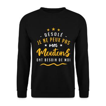 Désolé mes moutons ont besoin de moi - Sweat-shirt Unisexe - noir - Devant - Alina (178cm) & Michal (187cm)