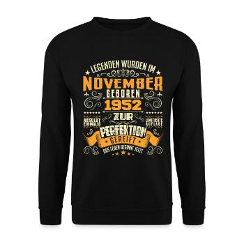 Im November 1952 geboren - Sweat-shirt Unisexe - noir - Devant - Alina (178cm) & Michal (187cm)