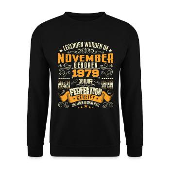 Im November 1979 geboren - Sweat-shirt Unisexe - noir - Devant - Alina (178cm) & Michal (187cm)