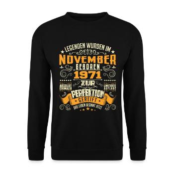 Im November 1971 geboren - Sweat-shirt Unisexe - noir - Devant - Alina (178cm) & Michal (187cm)