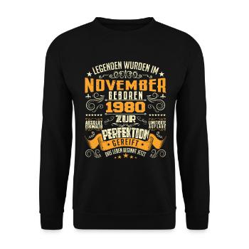 Im November 1980 geboren - Sweat-shirt Unisexe - noir - Devant - Alina (178cm) & Michal (187cm)