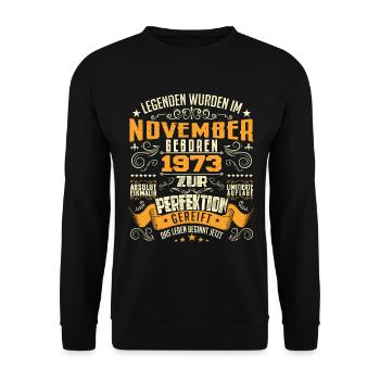 Im November 1973 geboren - Sweat-shirt Unisexe - noir - Devant - Alina (178cm) & Michal (187cm)