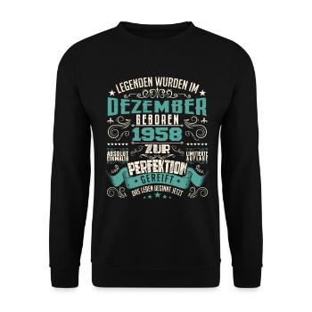 Legenden werden geboren im Dezember 1958 - Sweat-shirt Unisexe - noir - Devant - Alina (178cm) & Michal (187cm)