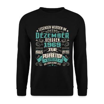 Legenden werden geboren im Dezember 1969 - Sweat-shirt Unisexe - noir - Devant - Alina (178cm) & Michal (187cm)