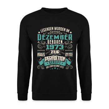 Legenden werden geboren im Dezember 1973 - Sweat-shirt Unisexe - noir - Devant - Alina (178cm) & Michal (187cm)