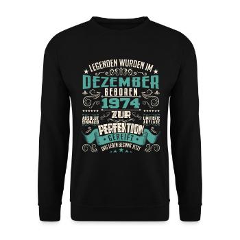Legenden werden geboren im Dezember 1974 - Sweat-shirt Unisexe - noir - Devant - Alina (178cm) & Michal (187cm)
