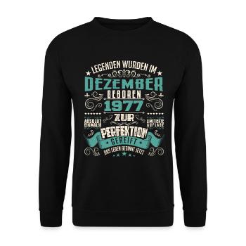 Legenden werden geboren im Dezember 1977 - Sweat-shirt Unisexe - noir - Devant - Alina (178cm) & Michal (187cm)