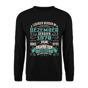 Legenden werden geboren im Dezember 1978 - Sweat-shirt Unisexe - noir - Devant - Alina (178cm) & Michal (187cm)