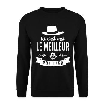 Ici c'est moi le Meilleur policier - Sweat-shirt Unisexe - noir - Devant - Alina (178cm) & Michal (187cm)