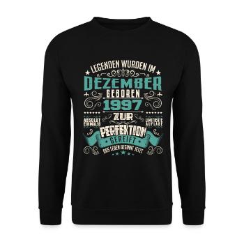 Legenden werden geboren im Dezember 1997 - Sweat-shirt Unisexe - noir - Devant - Alina (178cm) & Michal (187cm)