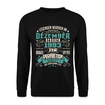 Legenden werden geboren im Dezember 1993 - Sweat-shirt Unisexe - noir - Devant - Alina (178cm) & Michal (187cm)