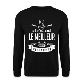 Ici c'est moi le Meilleur mécanicien - Sweat-shirt Unisexe - noir - Devant - Alina (178cm) & Michal (187cm)