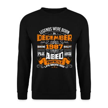 Legends were born in December 1987 | gift - Sweat-shirt Unisexe - noir - Devant - Alina (178cm) & Michal (187cm)