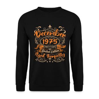 Dezember 1975 | Limitierte Auflage - Unisex Pullover - Schwarz - Vorne - Alina (178cm) & Michal (187cm)