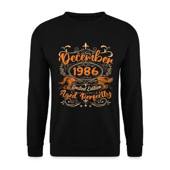 Dezember 1986 | Limitierte Auflage - Unisex Pullover - Schwarz - Vorne - Alina (178cm) & Michal (187cm)