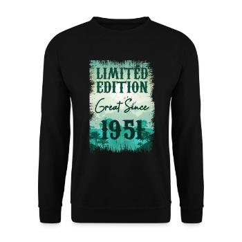 Einzigartig seit 1951 - Unisex Pullover - Schwarz - Vorne - Alina (178cm) & Michal (187cm)