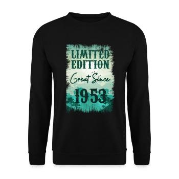 Einzigartig seit 1953 - Unisex Pullover - Schwarz - Vorne - Alina (178cm) & Michal (187cm)