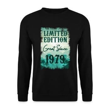 Einzigartig seit 1979 - Unisex Pullover - Schwarz - Vorne - Alina (178cm) & Michal (187cm)