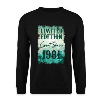 Einzigartig seit 1981 - Unisex Pullover - Schwarz - Vorne - Alina (178cm) & Michal (187cm)