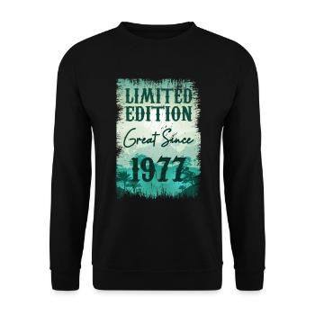 Einzigartig seit 1977 - Unisex Pullover - Schwarz - Vorne - Alina (178cm) & Michal (187cm)