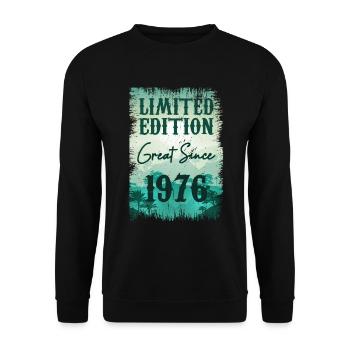 Einzigartig seit 1976 - Unisex Pullover - Schwarz - Vorne - Alina (178cm) & Michal (187cm)