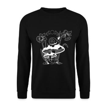 Aesthetic Goblincore und dunkler Cottagecore Pilz - Unisex Pullover - Schwarz - Vorne - Alina (178cm) & Michal (187cm)