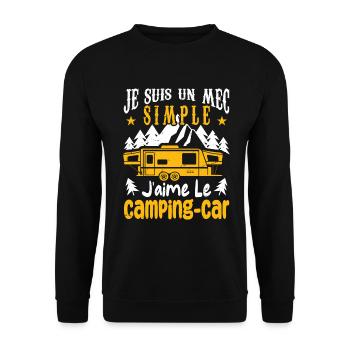 Je Suis Un Mec Simple J'aime le Camping-car - Sweat-shirt Unisexe - noir - Devant - Alina (178cm) & Michal (187cm)