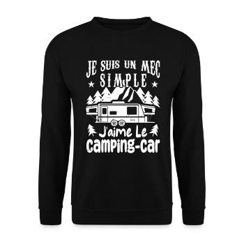 Je Suis Un Mec Simple J'aime le Camping-car - Sweat-shirt Unisexe - noir - Devant - Alina (178cm) & Michal (187cm)