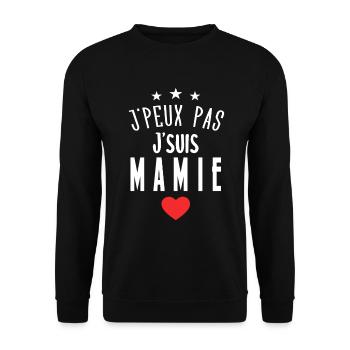 J'peux Pas J'suis Mamie - Sweat-shirt Unisexe - noir - Devant - Alina (178cm) & Michal (187cm)