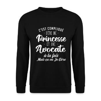 C'EST COMPLIQUE D'ETRE PRINCESSE ET AVOCATE - Sweat-shirt Unisexe - noir - Devant - Alina (178cm) & Michal (187cm)