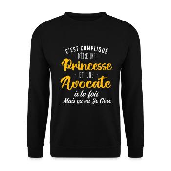 cadeau femme princesse avocate - Sweat-shirt Unisexe - noir - Devant - Alina (178cm) & Michal (187cm)