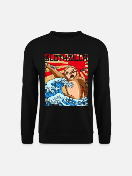 Slothzilla Japanese Sloth Japan Sunset - Unisex Sweatshirt - black
