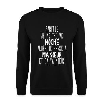 parfois je me trouve moche - Sweat-shirt Unisexe - noir - Devant - Alina (178cm) & Michal (187cm)