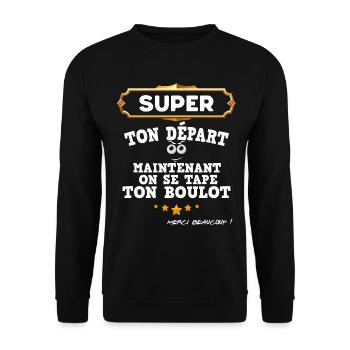 Collègue départ boulot cadeau humour - Sweat-shirt Unisexe - noir - Devant - Alina (178cm) & Michal (187cm)
