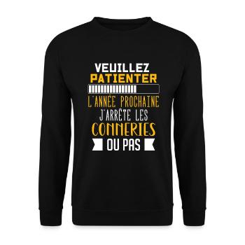 J'arrête les conneries humour - Sweat-shirt Unisexe - noir - Devant - Alina (178cm) & Michal (187cm)
