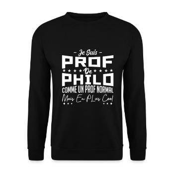 prof de philo la légende - Sweat-shirt Unisexe - noir - Devant - Alina (178cm) & Michal (187cm)