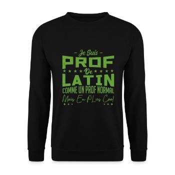 Prof | Professeur Latin | Métier Citations Noël - Sweat-shirt Unisexe - noir - Devant - Alina (178cm) & Michal (187cm)
