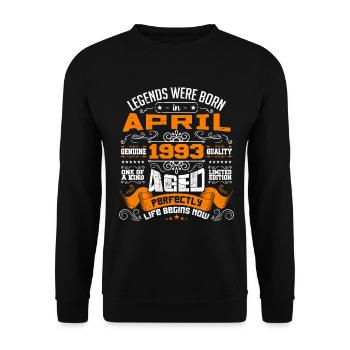 Legends Were Born In April 1993 | vintage - Sweat-shirt Unisexe - noir - Devant - Alina (178cm) & Michal (187cm)