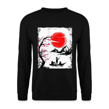 haruno japanische kirschblüten illustration japan - Unisex Pullover - Schwarz - Vorne - Alina (178cm) & Michal (187cm)