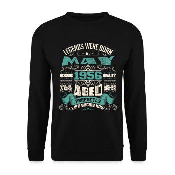 Legends wurden im Mai 1956 geboren | Limitierte Auflage - Unisex Pullover - Schwarz - Vorne - Alina (178cm) & Michal (187cm)