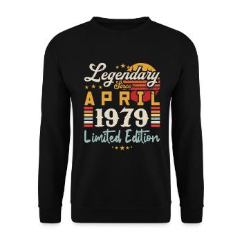 Legendär seit April 1979 | Limitierte Auflage - Unisex Pullover - Schwarz - Vorne - Alina (178cm) & Michal (187cm)