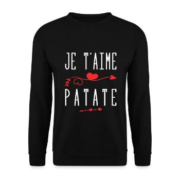 Je t'aime patate - Sweat-shirt Unisexe - noir - Devant - Alina (178cm) & Michal (187cm)