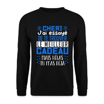 Chéri, cadeau pour la Saint Valentin - Sweat-shirt Unisexe - noir - Devant - Alina (178cm) & Michal (187cm)