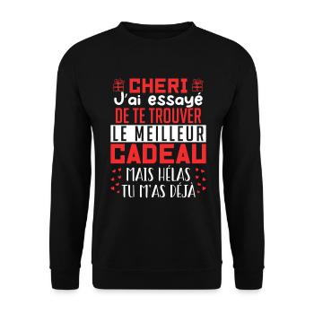 Chérie, cadeau pour la saint valentin, humour. - Sweat-shirt Unisexe - noir - Devant - Alina (178cm) & Michal (187cm)