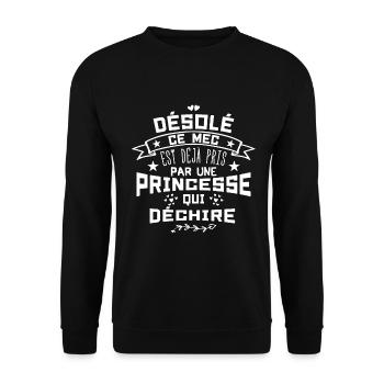 Désolé Ce Mec est déjà pris par une princesse - Sweat-shirt Unisexe - noir - Devant - Alina (178cm) & Michal (187cm)