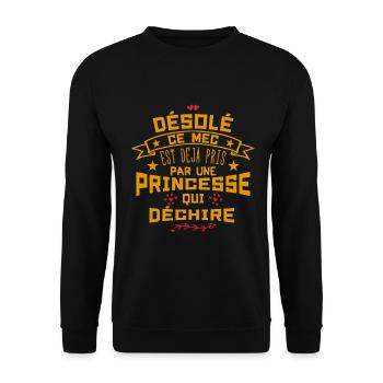 Désolé Ce Mec est déjà pris par une princesse - Sweat-shirt Unisexe - noir - Devant - Alina (178cm) & Michal (187cm)