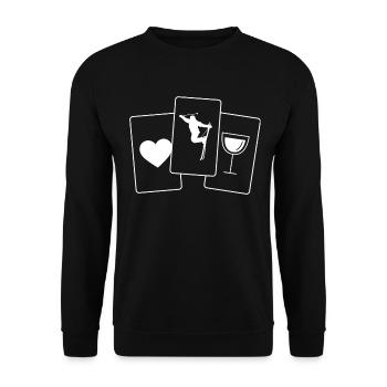 Herz - Wein - Skifahren - - Unisex Pullover - Schwarz - Vorne - Alina (178cm) & Michal (187cm)