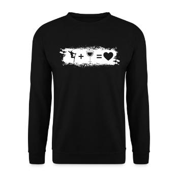 Grunge Rectangle - Herz - Wein - Skifahren - - Unisex Pullover - Schwarz - Vorne - Alina (178cm) & Michal (187cm)